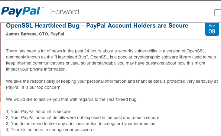 PayPal Safe from Heartbleed